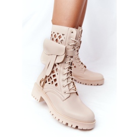 PS1 Boots ajourées à rein Beige Rock Star 5