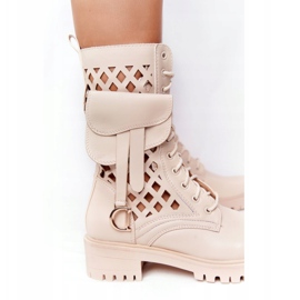 PS1 Boots ajourées à rein Beige Rock Star 4