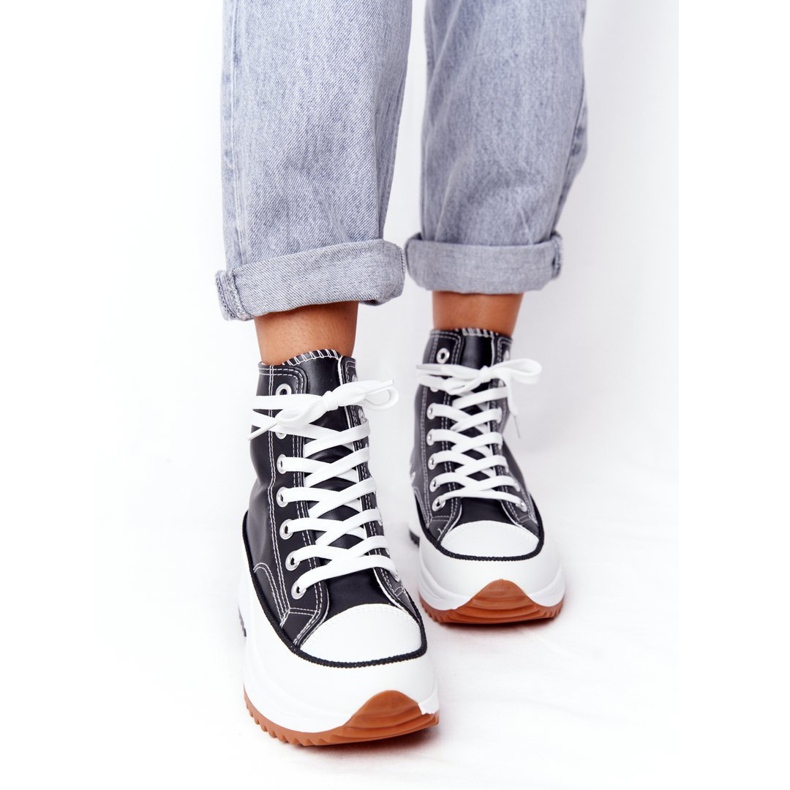 PS1 Baskets en cuir sur la plate-forme Coachella noire blanche le noir 1