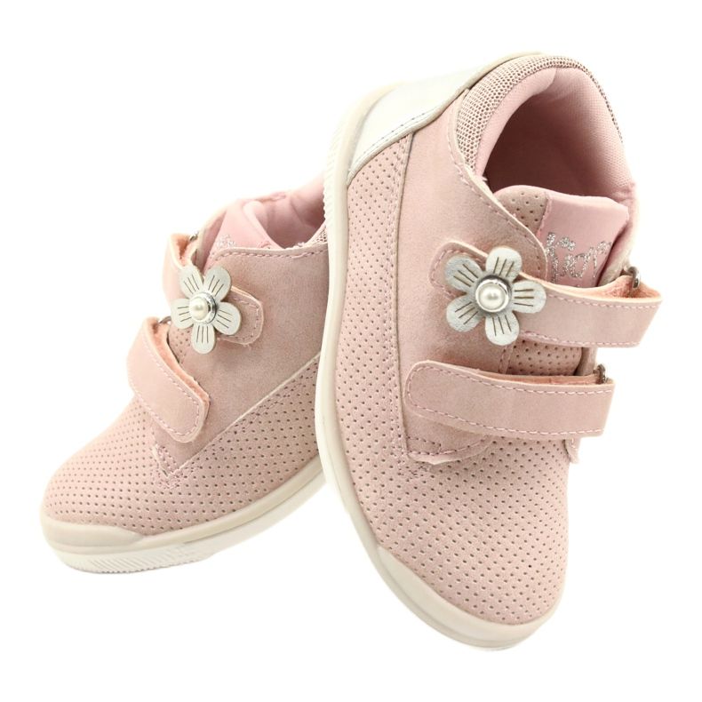 American Club Chaussures De Sport Avec Velcro GC06 / 21 Rose-Argent 4