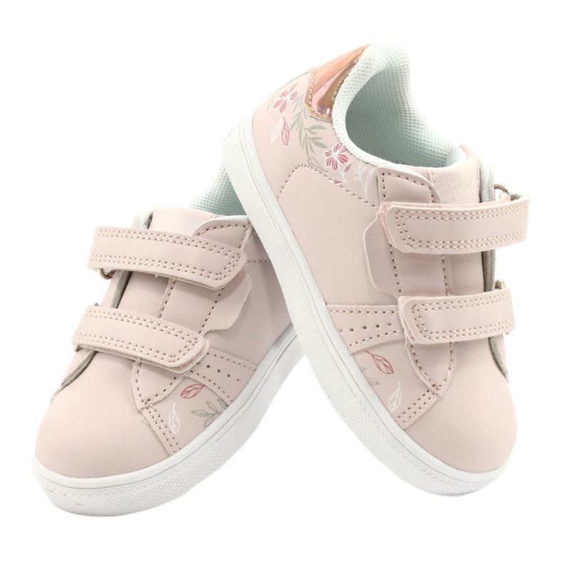 American Club Fleurs ES22 / 21 Chaussures Velcro Rose Poudré doré 4