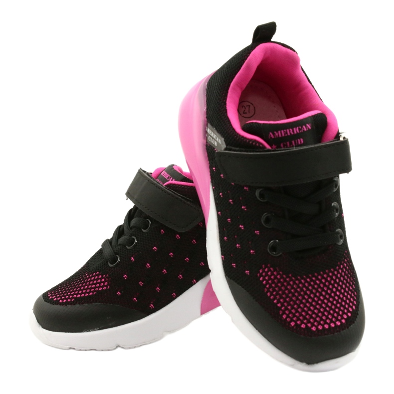 American Club Chaussures De Sport Fille Avec Velcro RL12 / 21 Noir rose 4