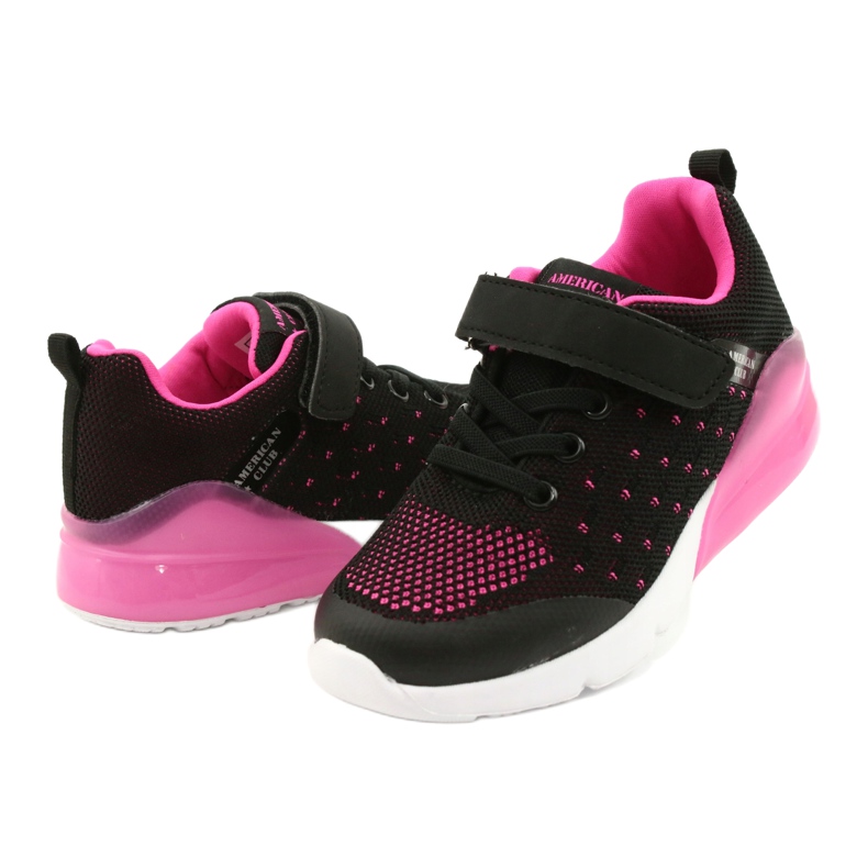 American Club Chaussures De Sport Fille Avec Velcro RL12 / 21 Noir le noir rose 3