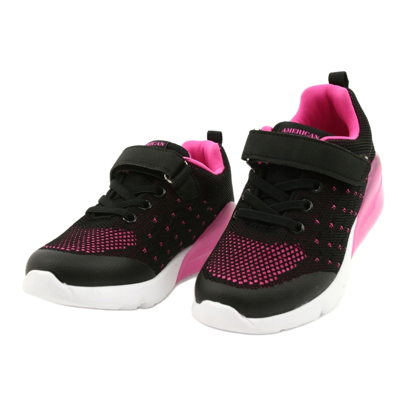 American Club Chaussures De Sport Fille Avec Velcro RL12 / 21 Noir le noir rose 2