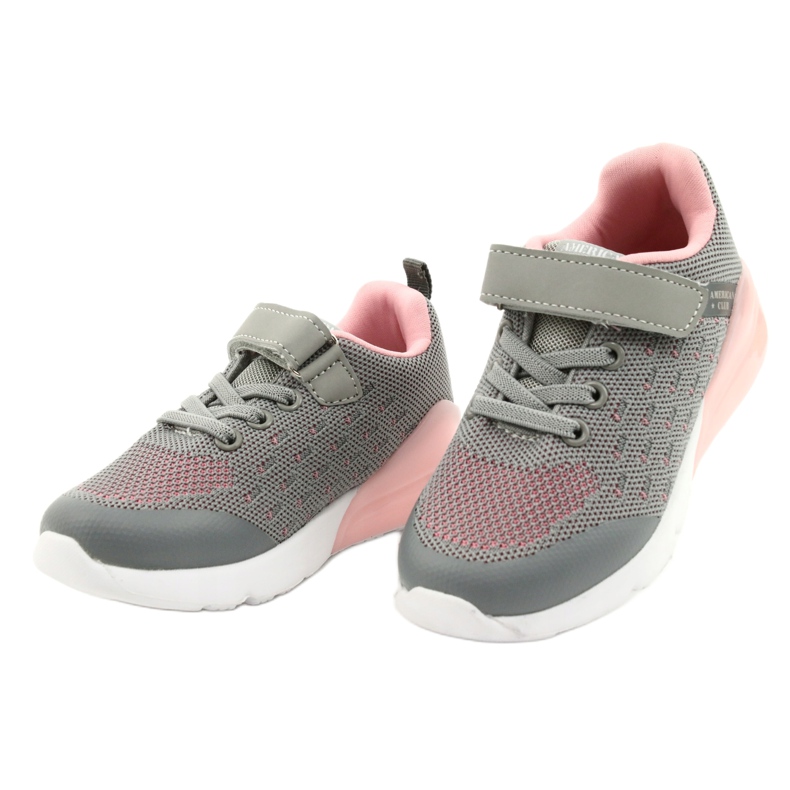 American Club Chaussures de sport pour filles avec Velcro RL12 / 21 Gris rose 2