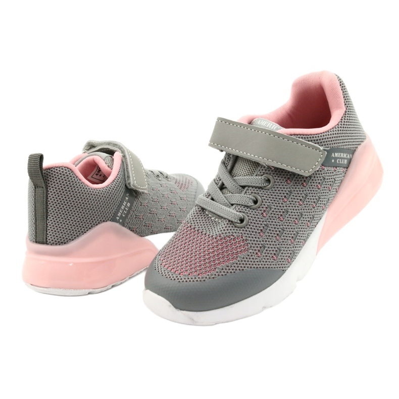 American Club Chaussures de sport pour filles avec Velcro RL12 / 21 Gris rose 3