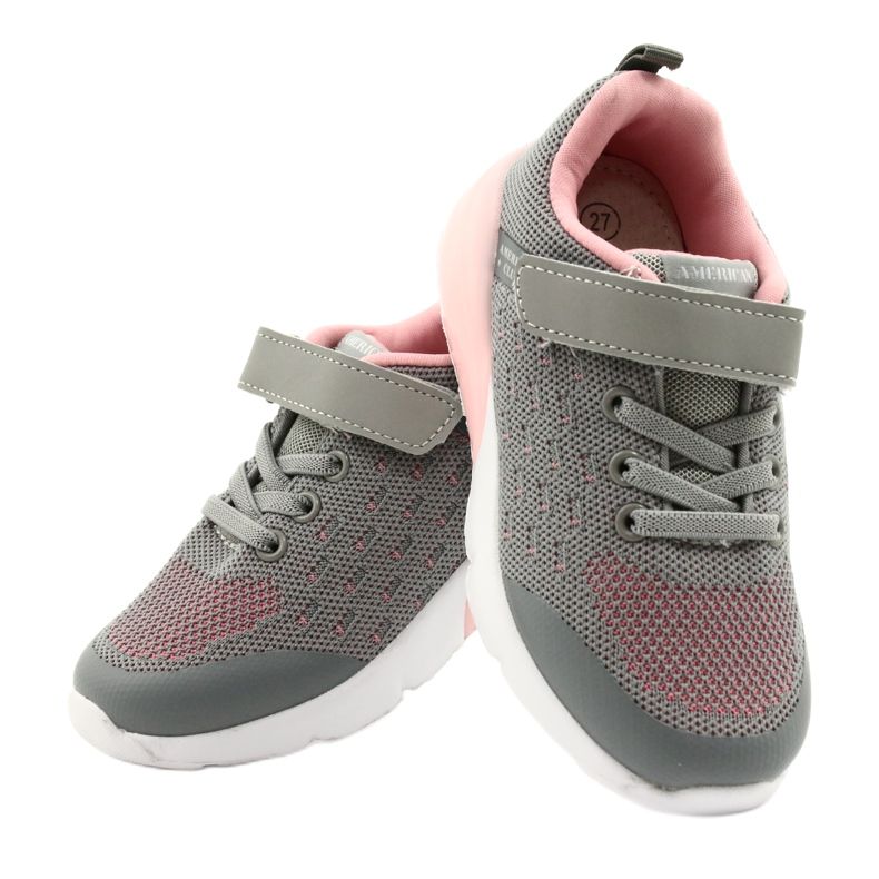 American Club Chaussures de sport pour filles avec Velcro RL12 / 21 Gris rose 4