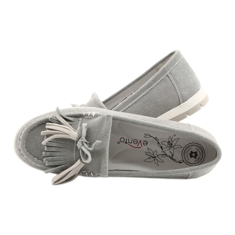Evento Mocassins Femme, Cuir Suédé à Franges, Batist Gris 4