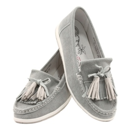 Evento Mocassins Femme, Cuir Suédé à Franges, Batist Gris 3