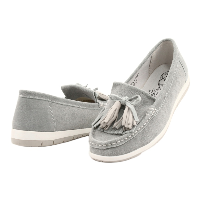 Evento Mocassins Femme, Cuir Suédé à Franges, Batist Gris 2
