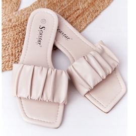 PS1 Pantoufles beiges classiques pour femmes 4