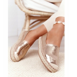 Espadrilles En Cuir Sur Une Semelle Tressée Big Star HH274503 Doré d'or 2