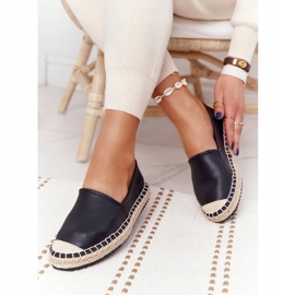 Espadrilles En Cuir Sur Une Semelle Tressée Big Star HH274505 Noir le noir 2