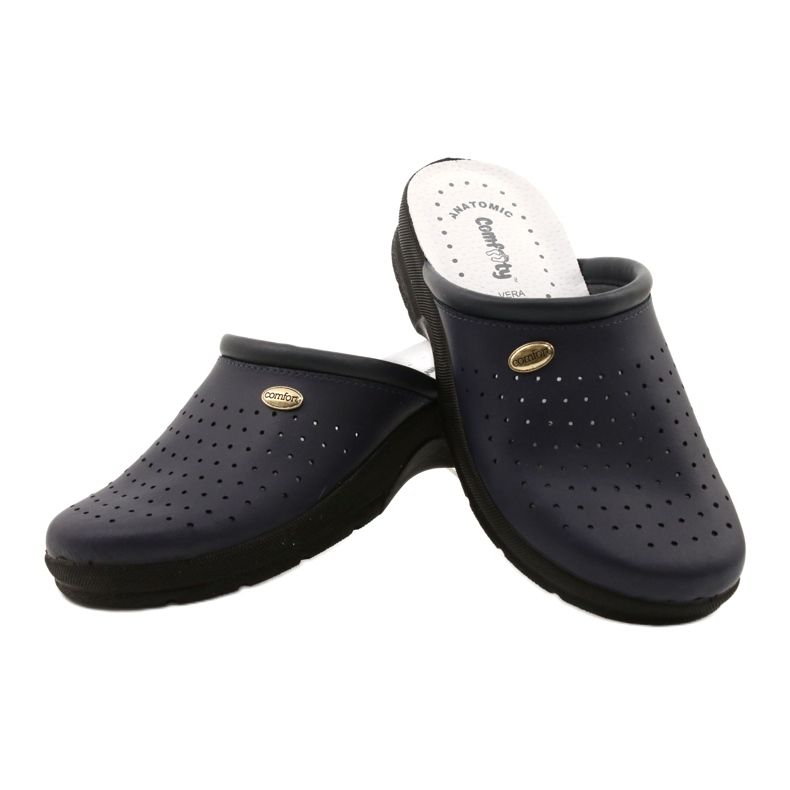 Chaussons Cuir Comfooty Alessia Bleu Marine 3