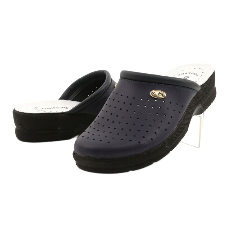 Chaussons Cuir Comfooty Alessia Bleu Marine 2