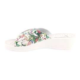 Comfooty Flip en cuir pour femmes -flops avec des fleurs blanc 1