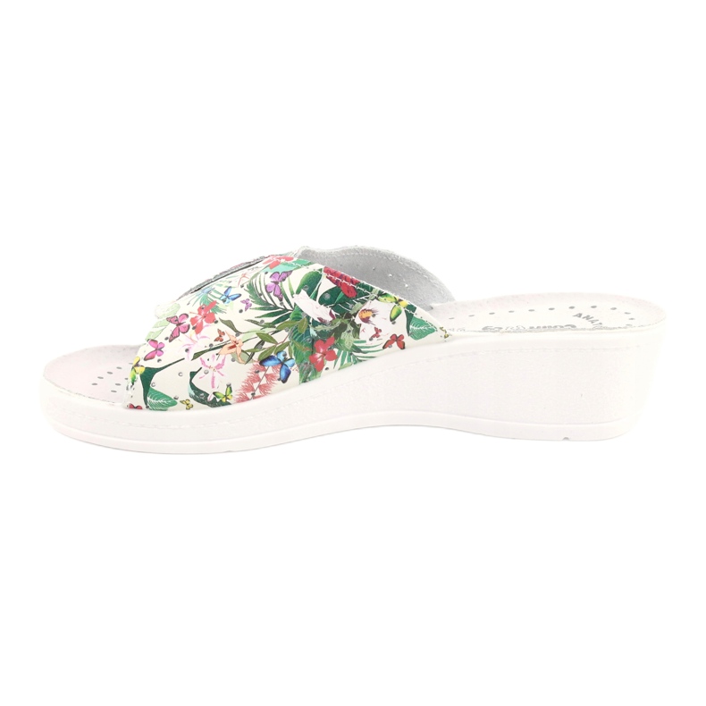 Comfooty Flip en cuir pour femmes -flops avec des fleurs blanc 1