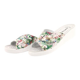 Comfooty Flip en cuir pour femmes -flops avec des fleurs blanc 2