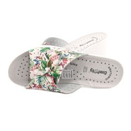 Comfooty Flip en cuir pour femmes -flops avec des fleurs blanche 5