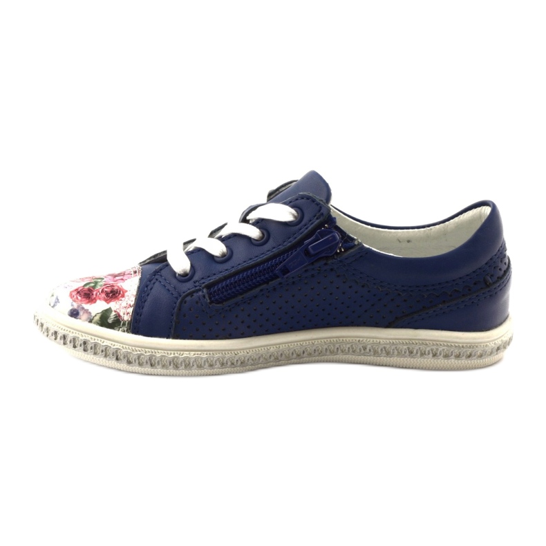 Chaussures en cuir bleu marine des filles avec des fleurs 85524 Bartek 2 Chaussures en cuir bleu marine des filles avec des fleurs 85524 Bartek 2