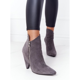Bottines Asymétriques à Talons Hauts Gris Lu Boo 2
