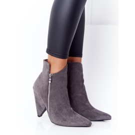 Bottines Asymétriques à Talons Hauts Gris Lu Boo 1