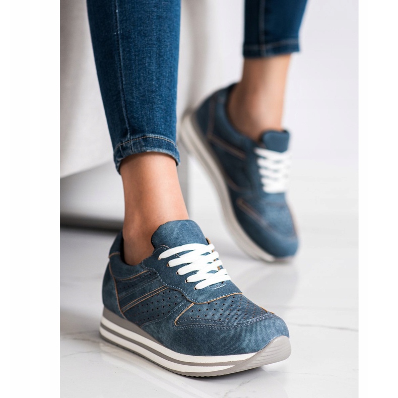 Kylie Chaussures de sport en cuir écologique bleu 1