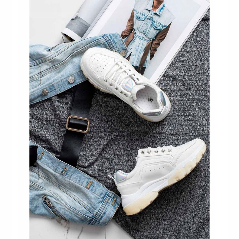 SHELOVET Baskets en cuir écologique blanche 1