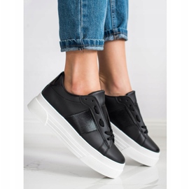 SHELOVET Baskets avec cuir écologique sur la plate-forme noir 1