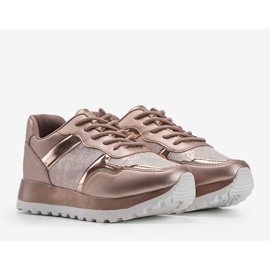 Baskets champagne éco-cuir 2019-447 multicolore d'or 1