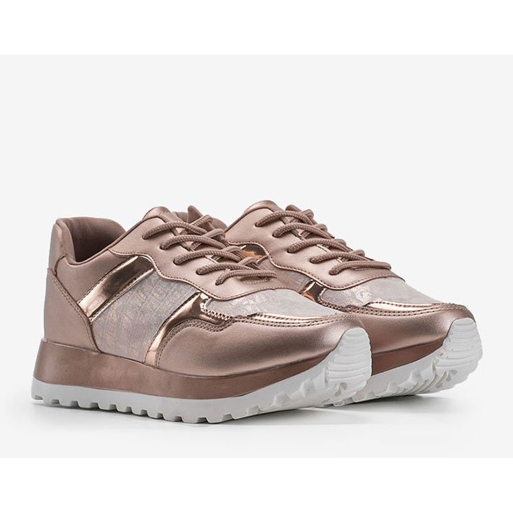 Baskets champagne éco-cuir 2019-447 multicolore doré 1