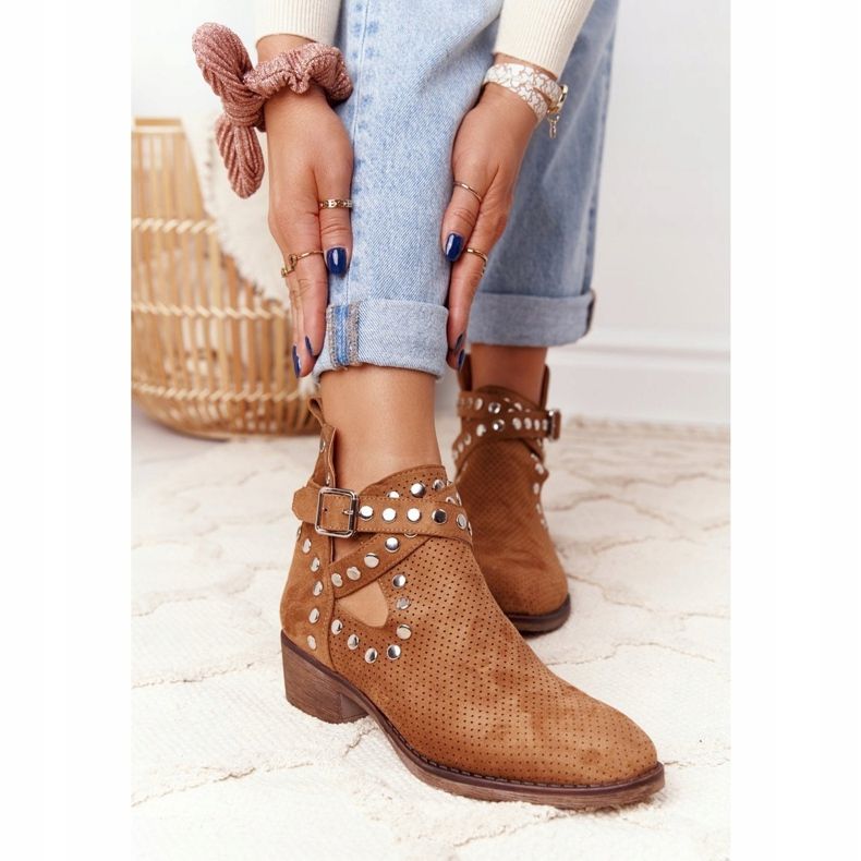 PS1 Boots ajourées à jets Camel Dakota brun 1