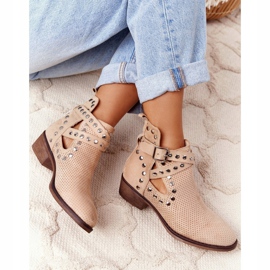 PS1 Boots ajourées à strass Dakota Beige 7