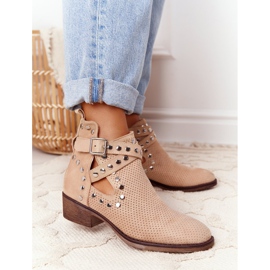 PS1 Boots ajourées à strass Dakota Beige 2