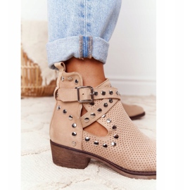 PS1 Boots ajourées à strass Dakota Beige 6