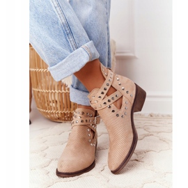 PS1 Boots ajourées à strass Dakota Beige 3