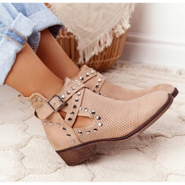 PS1 Boots ajourées à strass Dakota Beige 4
