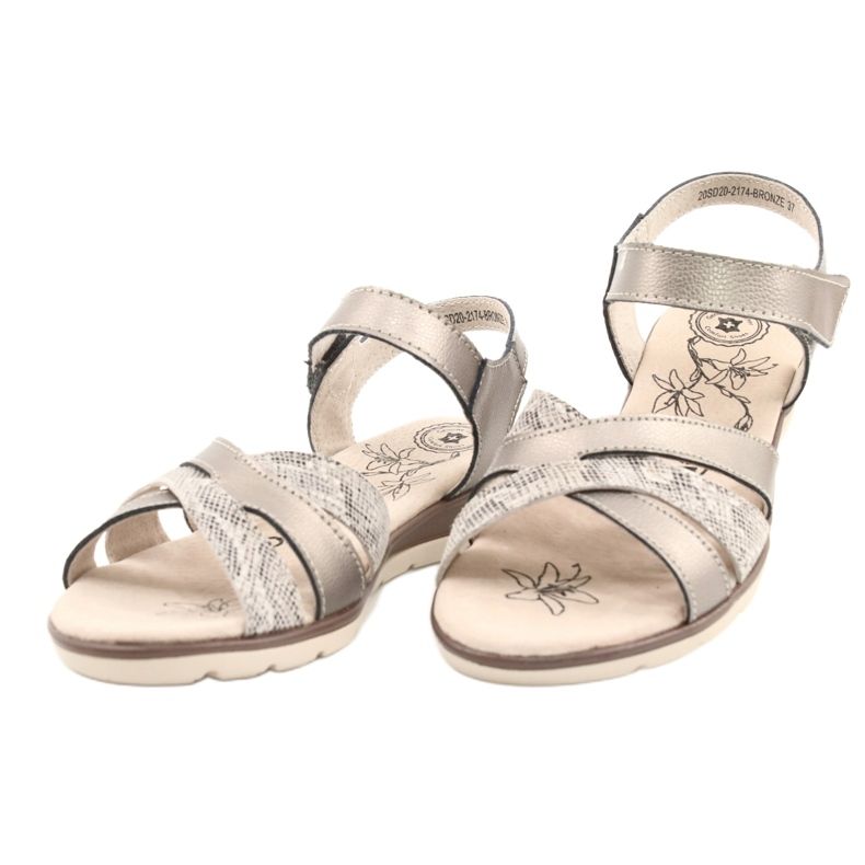 Evento Sandales en cuir confortables 20SD20-2174 Bronze beige brun multicolore 1