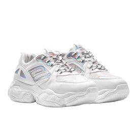 Baskets blanches et argentées sur une épaisse semelle Annette 1