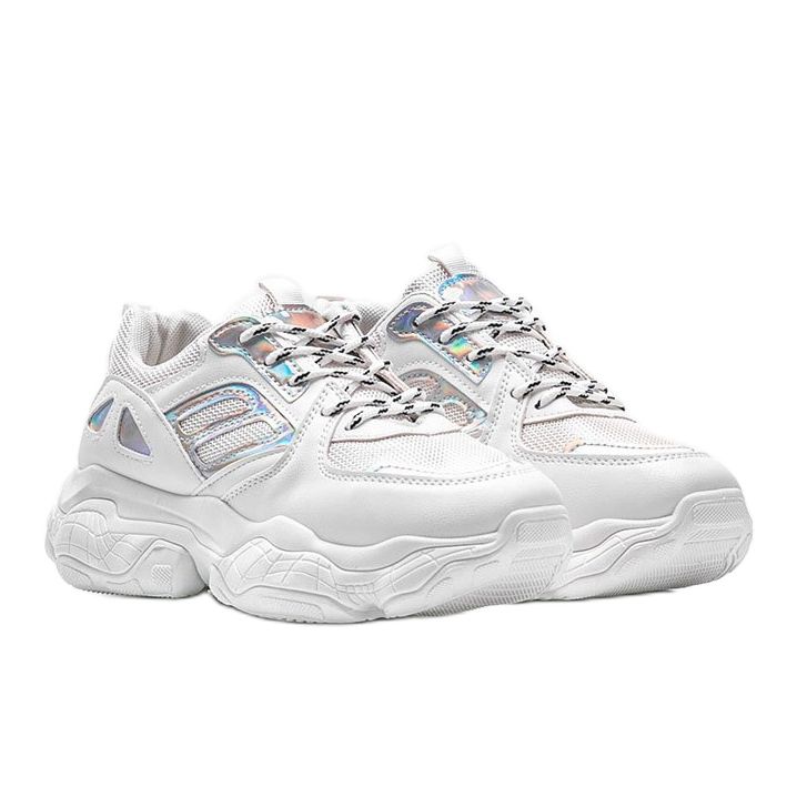 Baskets blanches et argentées sur une épaisse semelle Annette 1