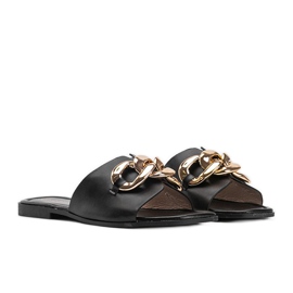 Chaussons noirs avec chaîne Liberty dorée le noir 1