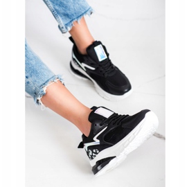 SHELOVET Baskets mode confortables le noir 4