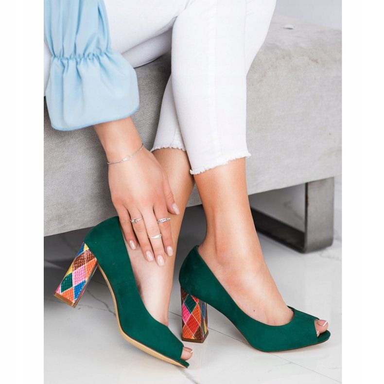 Sergio Leone Escarpins à talon à motifs vert 1