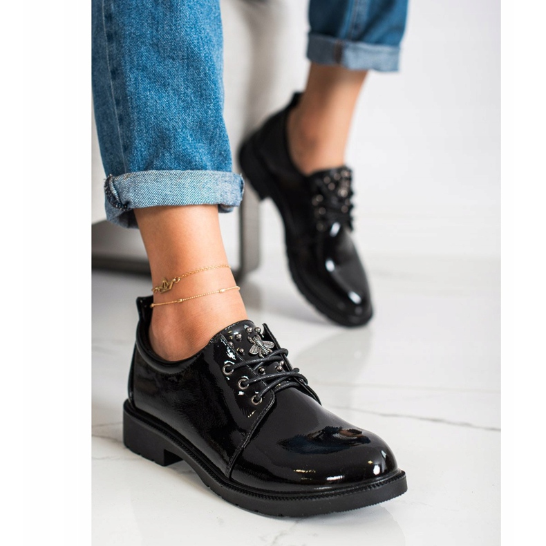 S. BARSKI Chaussures noires laquées le noir 1