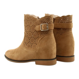 M.Daszyński Bottines compensées ajourées pour femmes SA168-20 beige 5