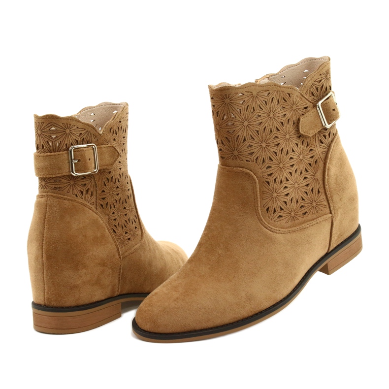 M.Daszyński Bottines compensées ajourées pour femmes SA168-20 beige 3