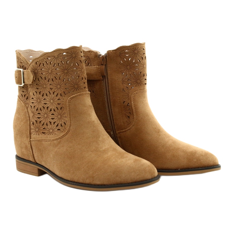 M.Daszyński Bottines compensées ajourées pour femmes SA168-20 beige 4