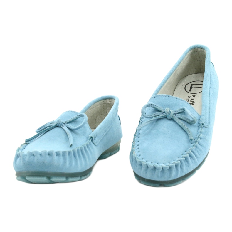 Mocassins en cuir pour femmes Bleu Filippo DP1204 / 21 BL 1 Mocassins en cuir pour femmes Bleu Filippo DP1204 / 21 BL 1