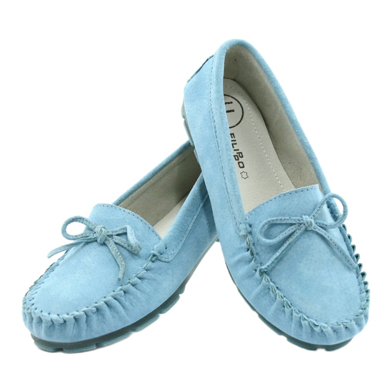 Mocassins en cuir pour femmes Bleu Filippo DP1204 / 21 BL 3 Mocassins en cuir pour femmes Bleu Filippo DP1204 / 21 BL 3