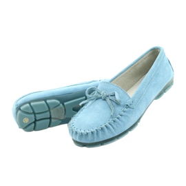 Mocassins en cuir pour femmes Bleu Filippo DP1204 / 21 BL 2 Mocassins en cuir pour femmes Bleu Filippo DP1204 / 21 BL 2